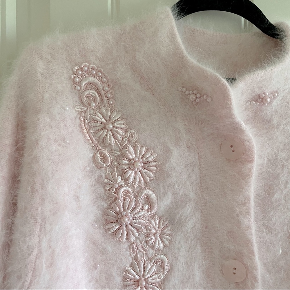 Vintage Angora Hair Knit Oversized Eyelash Jacket - Picture 2 of 16